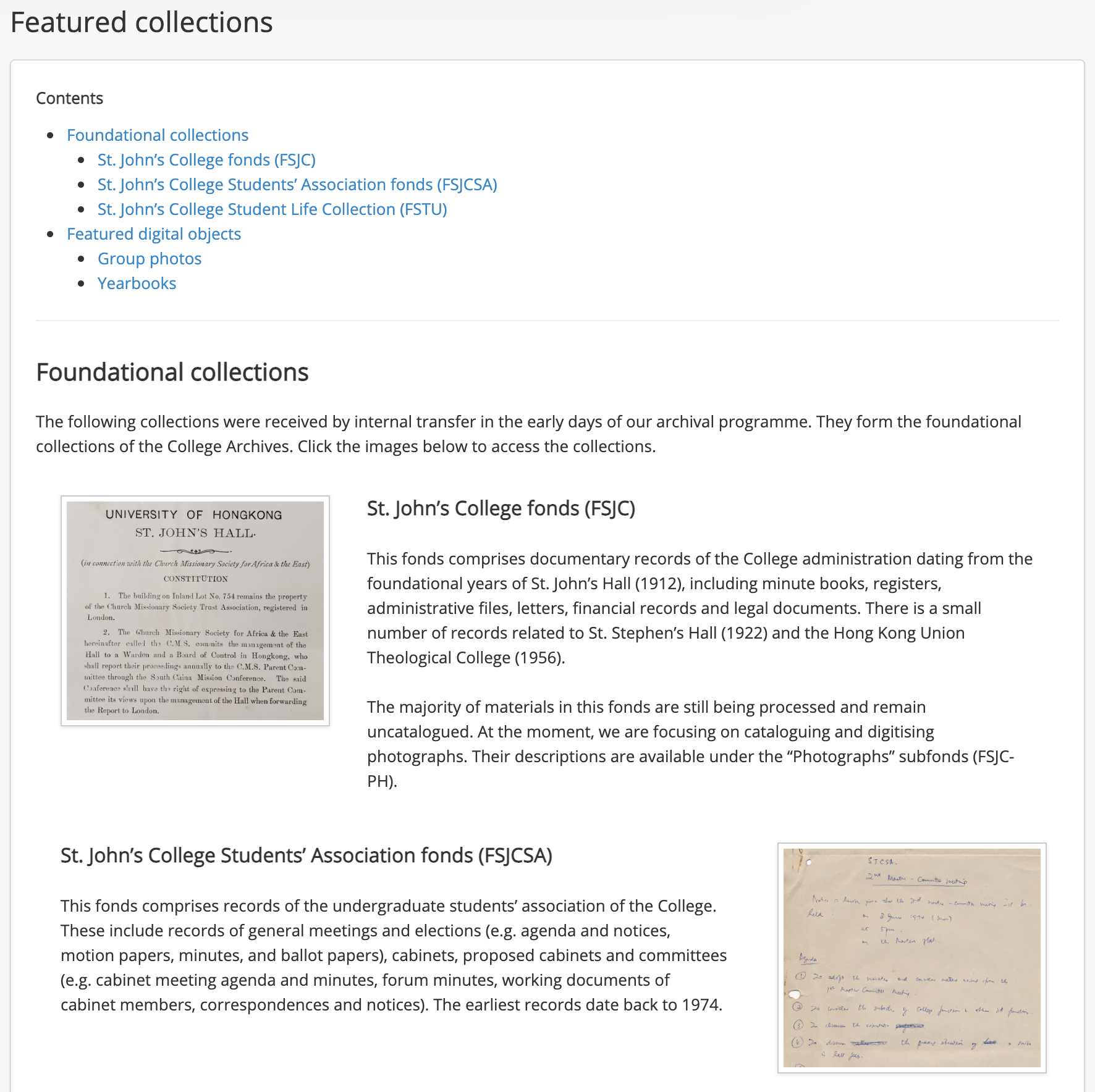 Featured collections page